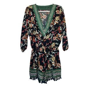 Romper Size: Medium Floral‎ Boho tassel pom pom festival feminine beach